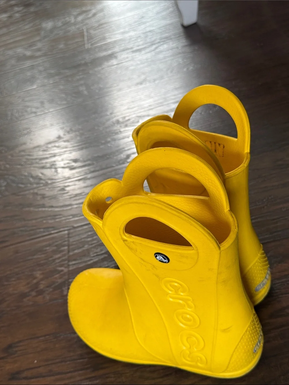 CROCS Bright Yellow Kids' Waterproof Rain Boots with Handles